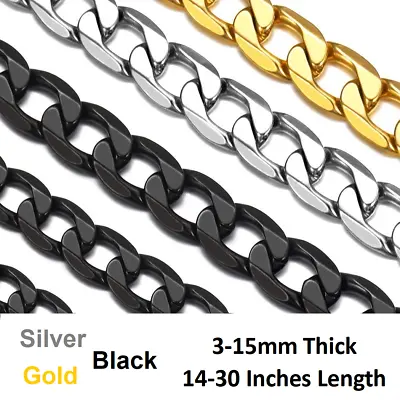 *uk Shop* Stainless Steel 316l Mens Curb Chain Cuban Link Necklace Boys Chunky • £16.99