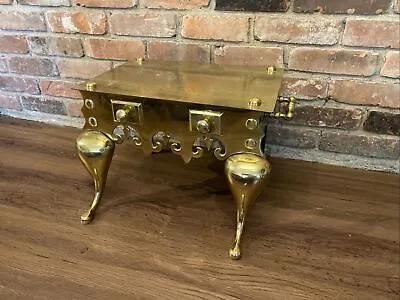 Vintage Traditional English Brass Footman Fireplace Ottoman Stool With Handles • $125