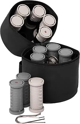 Heated 25 Mm Rollers Compact Travel Set Of 12 Ionic Self Grip With Pin Clips • £47.49