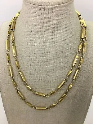 $13 • Buy J. Crew Yellow Goldtone Long Cylinder Bead Necklace 