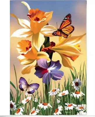 Daffodil Delight Garden Banner Size Flag Evergreen Enterprises Silk Reflections • $10.46