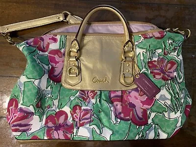 Coach Ashley Floral Iris Multicolor Satchel Hobo Shoulder Bag Purse  • $115