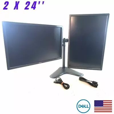 Dell Matching Dual 2x 24inch LCD Monitors FHD 1200 U2412M (Grade A) +Stand + VGA • $145