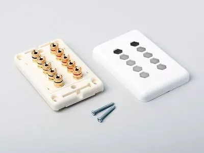 5 Speakers 10 Binding Post Banana Plug/Jack Wall Plate Surround Sound - White • $5.49