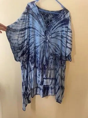 Brand New Ladies Plus Size 20 - 26 Blue & White Tie Dye  Dress • $10