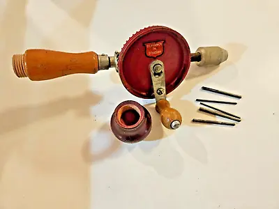 Vintage Stanley Defiance No. 1220 Hand Drill W/ Bits - Egg Beater Style Drill • $34.99