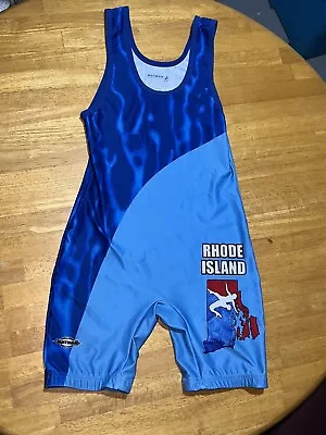 MATMAN WRESTLING Singlet Size Adult Small Rhode Island Mighty Quahogs USA Blue • $24.99