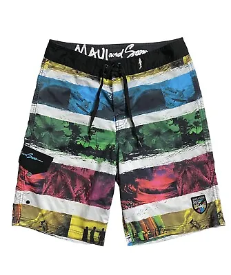 Maui And Sons Board Shorts Mens Surf Trunks Swim Suit Size 30 Colorful Hawaiian • $19.98