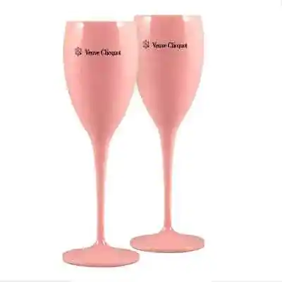 Veuve Clicquot Pink Plastic Rose Acrylic Glasses - Pair Elegant Duo For Special • £9