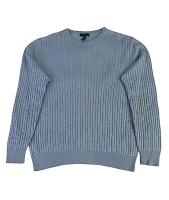 Enzo Mantovani Large Cashmere Silk Blend Cable Sweater Light Baby Blue • $59.99