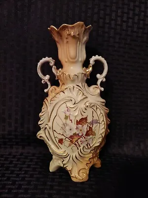 Antique Austrian Porcelain Carlsbad Victoria Hand Painted Floral Motif Vase • $34.90