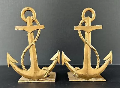 Bookends Brass Anchors Nautical Maritime Vintage Mid Century • $40