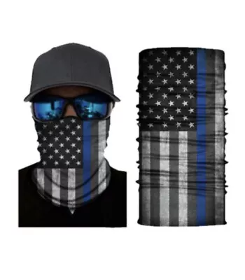 USA Flag Blue Lives Neck Gaiter Face Mask Bandana Head Band Multi-Use Tube Scarf • $6.45