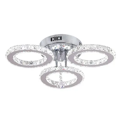 Crystal Rings Chandelier LED Ceiling Light Fixtures Lamp For Living Room Bedroom • £45.99