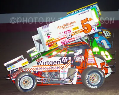 Sprint Car Photo World Of Outlaws 4 Wide  San Jose Raceway 1996 • $7.99