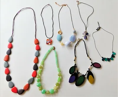 £10.99 • Buy Assorted Multicolour Statement Costume Jewellery Necklaces  X 7