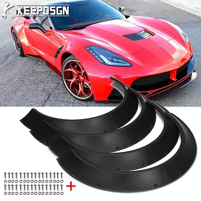 For Chevy Corvette C7 Z06 C6 C8 Matte Fender Flares Flexible 4  Extra Wide Body • $94.20