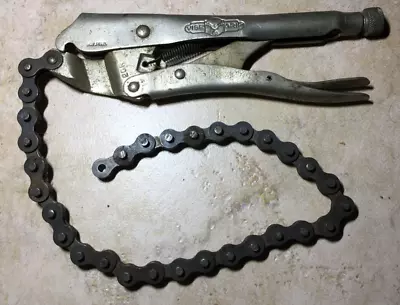 Vintage USA Petersen Vise Grip Locking Chain Clamp Pliers Dewitt Adjustable 20R • $24.99