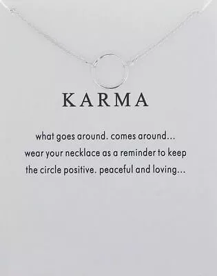 Karma Necklace Various Sentiments Good Luck Charm  Gift Wish • £5.50