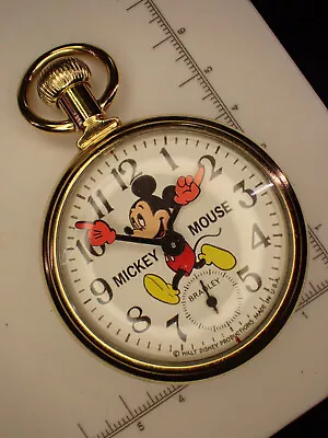 Vintage Bradley Mickey Mouse Pocket Watch Ticking Railroad Train Themed#49 • $99.99