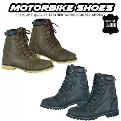 Motorbike Waterproof Boots For Race Riding Motorcycle Leather Shoes CE Armoured • $53.45