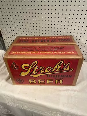 Vintage Beer Case Box Crate Strohs Held 24 Bottles EMPTY BOX • $34.95