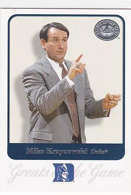 Mike Krzyzewski DUKE BLUE DEVIL Fleer Greats Of The Game BASKETBALL Card COACH K • $75