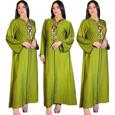 Dubai Turkey Muslim Women Hooded Maxi Dress Moroccan Kaftan Abaya Ramadan Robe • $40.37