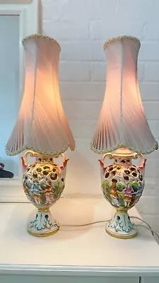 Two Capodimonte Lamps Ft Dancers Gold Gilt Working Great Condition MUST SELL • $245