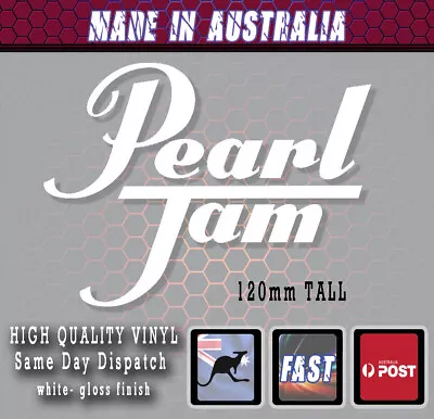 PEARL JAM Band Style Sticker 120MM TALL WHITE VINYL  • $6