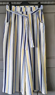 Quiz Stripe Cropped Trousers Culottes Size 14 • $6.17