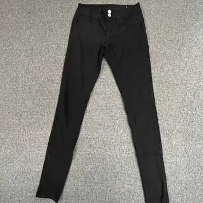 V.I.P. Jeans Juniors Size 5/6 (24x29.5 ) Black Stretch Stretchy Double Button • $8.40