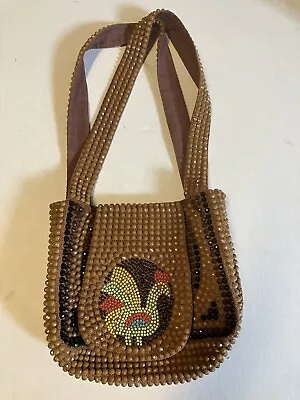Rare Vintage Beaded Bag Purse  With ROOSTER Design! Super Nice Hong Kong 1960’s • $75