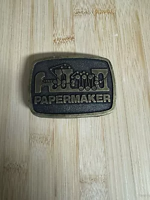 70s VINTAGE PAPERMAKER BRASS BELT BUCKLE 1978 • $30