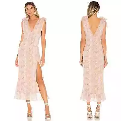 Majorelle Snakeskin Print Greta Slit Plunge Maxi Dress Size XL Mob Wife Revolve • $68