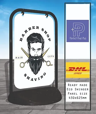 BARBER SHOP & SHAVING Pavement Sign Display Hairdresser A Board Eco Swinger • £89.95