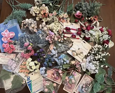 Large MILLINERY FLOWERS LOT ~LEAVES~Picks~Mixed Lot NOS • $34.95