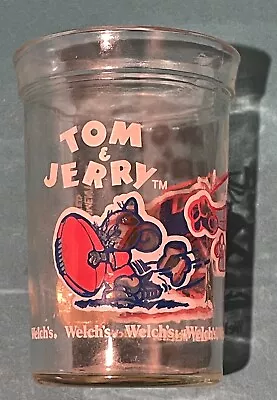 Tom & Jerry With RED Football Welch's 4  Jelly Jar Glass 1991 • $5