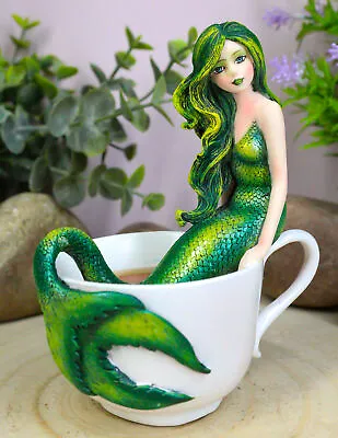 Amy Brown Tea Cup Atlantis Princess Green Emerald Mermaid Statue Mermaid Blend • $32.99