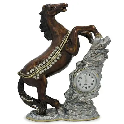 Jeweled Noble Horse With Clock Trinket Box Figurine 4.5 Inches • $35.75