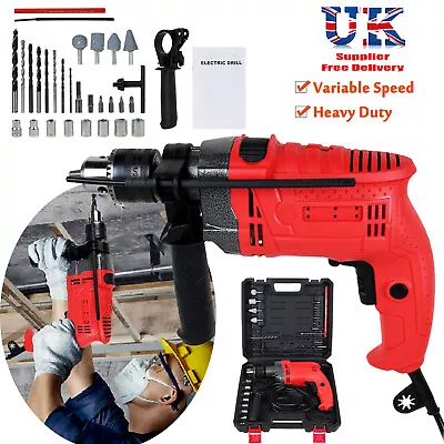 1200W Hammer Drill Heavy Duty Corded Electric Impact Driver With Bit Set + Case • £31