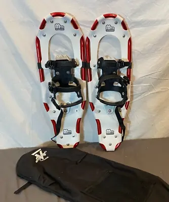 Mtn Snowshoes 9x27 Red Aluminum Framed Snowshoes Ratchet Bindings & Bag GREAT • $79.95