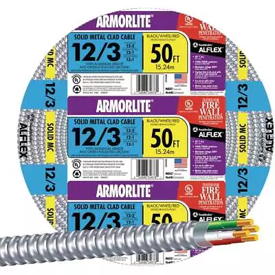 Southwire 50 Ft. 12/3 MC Armored Cable Electrical Wire 68583422 Southwire • $74.87