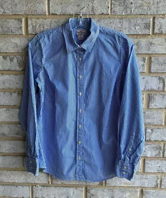 J. Crew Haberdashery Womens Long Sleeve Blue/White Button Up Stripe Shirt Size S • $12