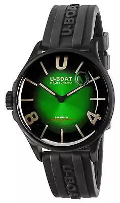 U-Boat Darkmoon Black PVD Green Dial Black Rubber Strap Quartz Mens Watch 9503 • $779