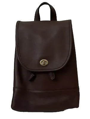 COACH Vintage Daypack Leather Dark Brown Drawstring Backpack 1990's # 9791 • $199