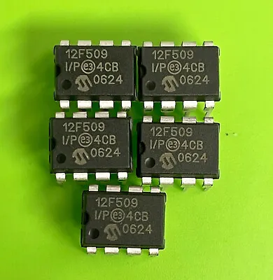 5pcs PIC12F509-I/P 8-bit Microcontroller 1.5KB 4MHz 8 Pin • £5.85