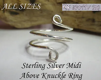 STERLING SILVER .925 Adjustable Midi RING Above Over Knuckle Gift • £8.99