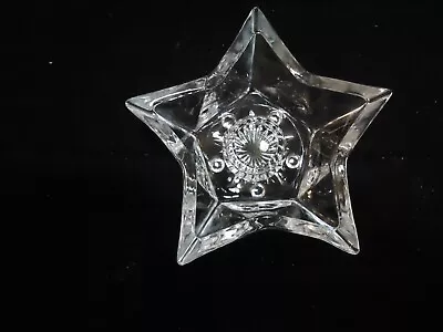 Vintage 5 Point Star Shaped Clear Glass Taper Candle Candlestick Holder • $4.99