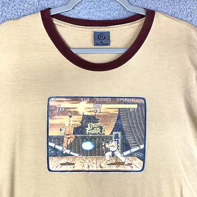 VTG Street Fighter 2 II T-Shirt Mens XL Video Game Promo Beige Ringer Ken Ryu • $20.22